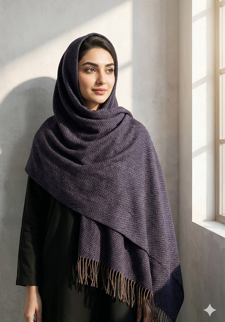 ZigZag Cashmere Hijab - Navy Blue