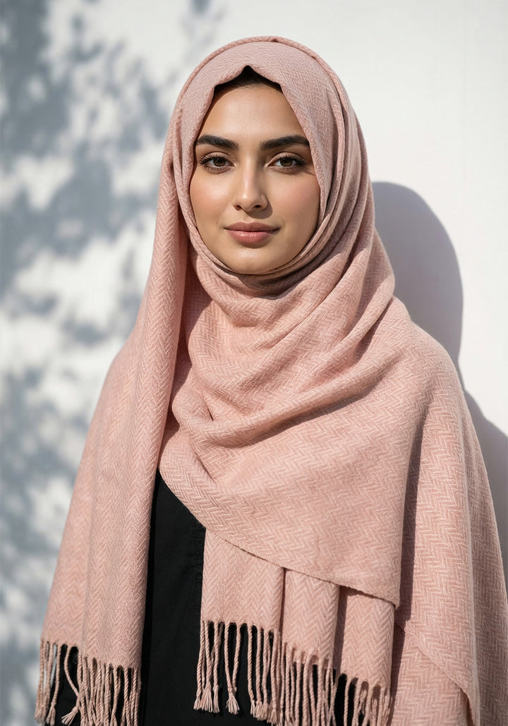 ZigZag Cashmere Hijab - Peach