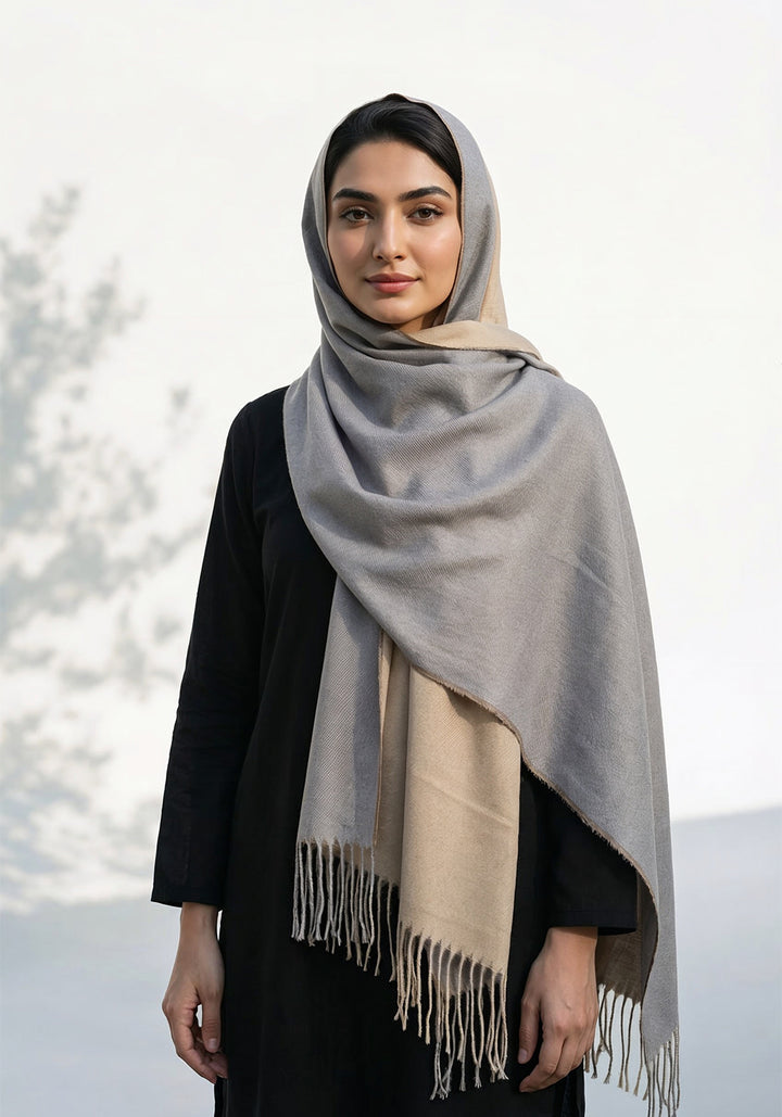 Dual Cashmere Hijab - Grey - Fawn