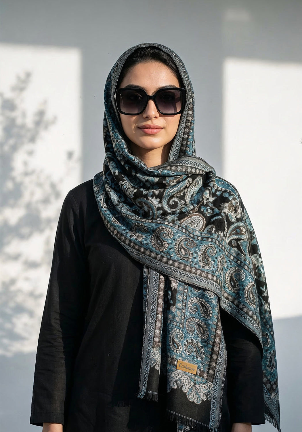 Kani handwoven Hijab - Teal Black