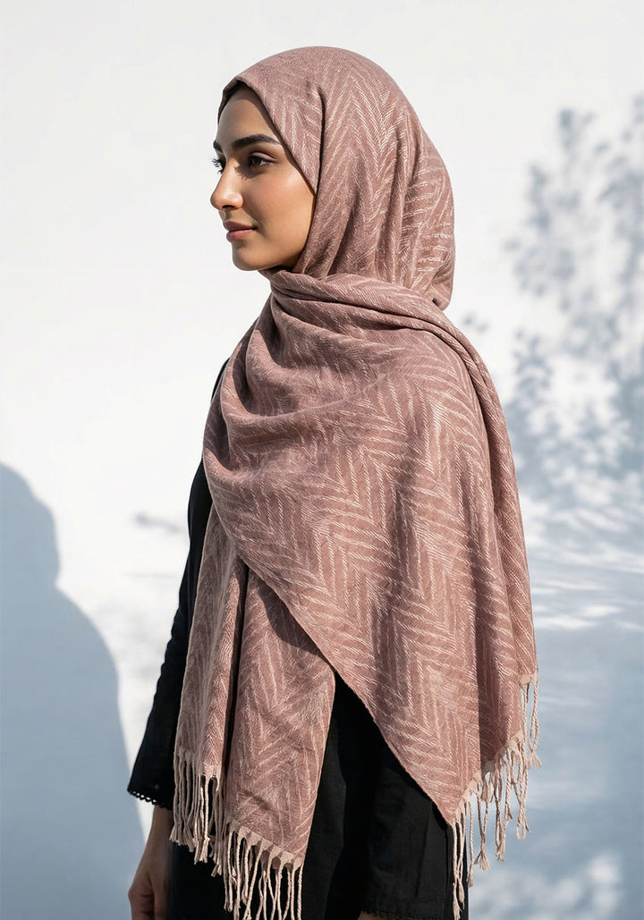 Palm Leaf Cashmere Hijab - Peanut