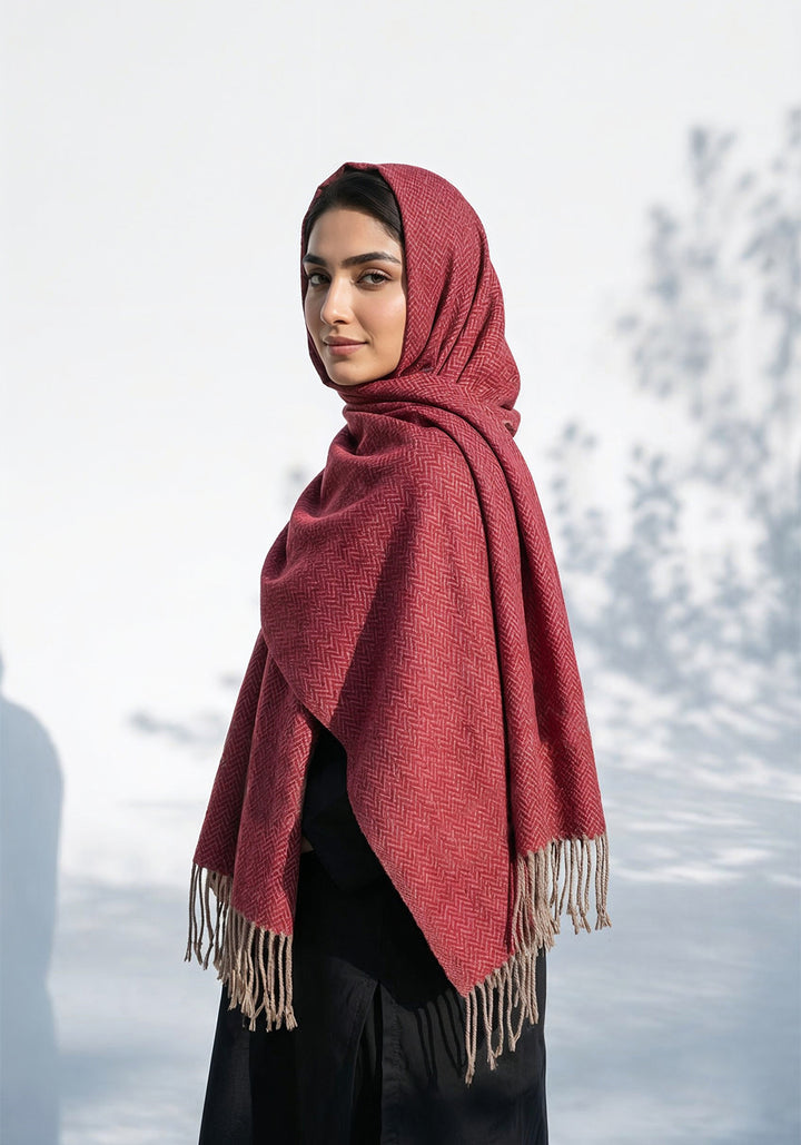 ZigZag Cashmere Hijab - Maroon
