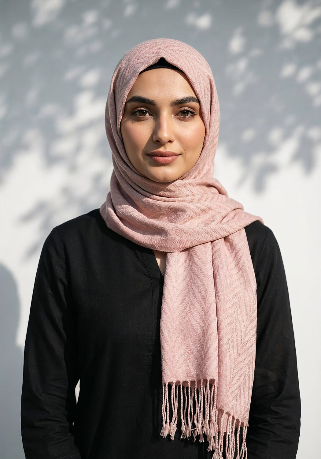 Palm Leaf Cashmere Hijab - Peach
