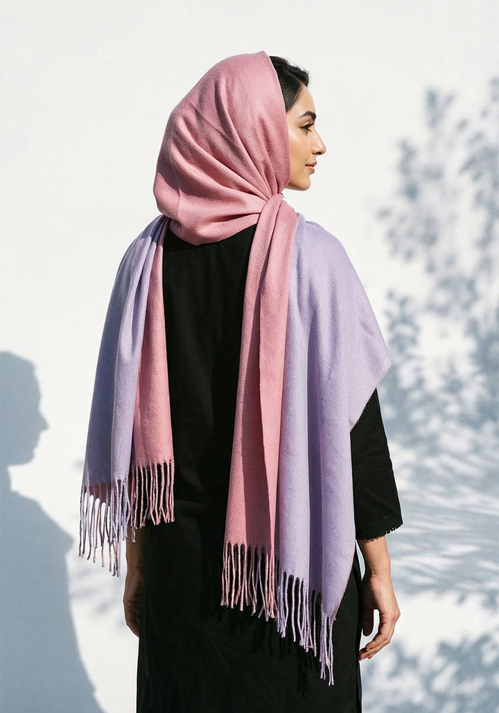 Dual Cashmere Hijab - Pink - Purple