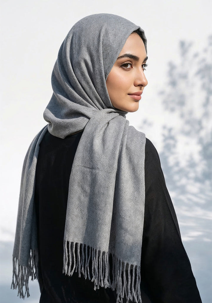 ZigZag Cashmere Hijab - Grey