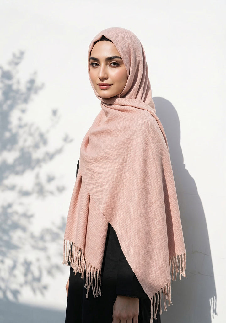 ZigZag Cashmere Hijab - Peach