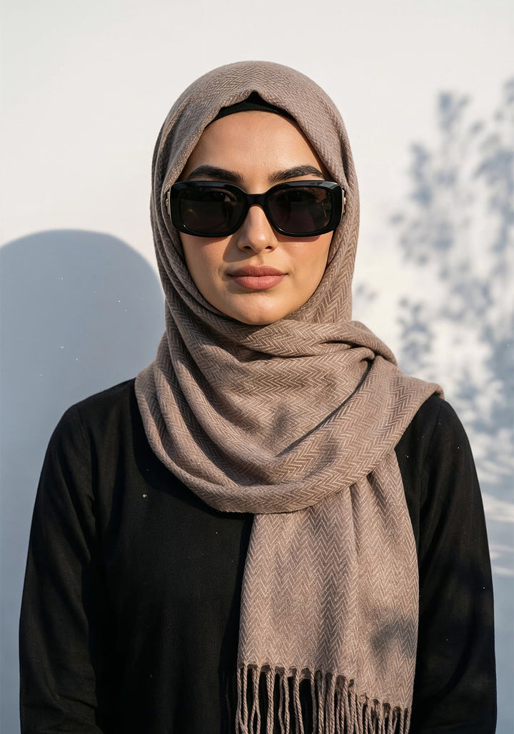 ZigZag Cashmere Hijab - Beige