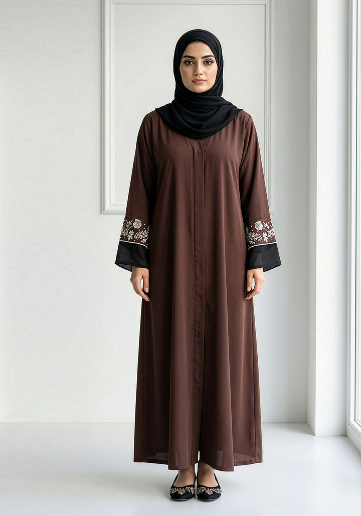 Chocolate Brown Handwork Abaya