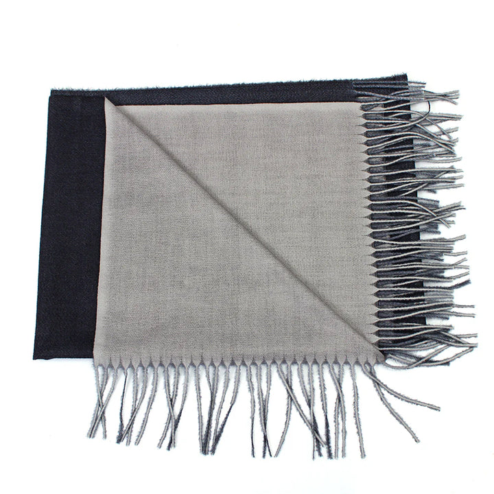 Dual Cashmere Hijab - Black - Grey