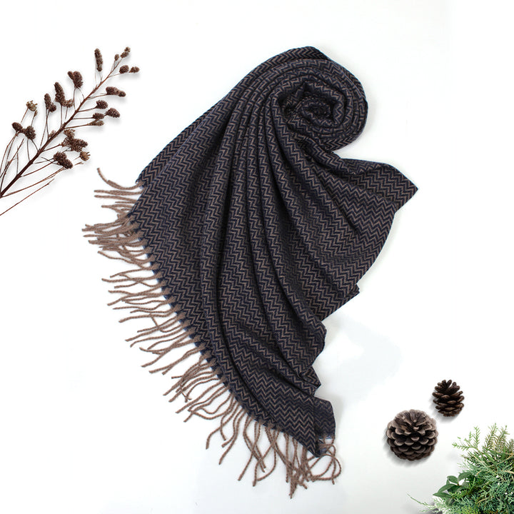 ZigZag Cashmere Hijab - Navy Blue