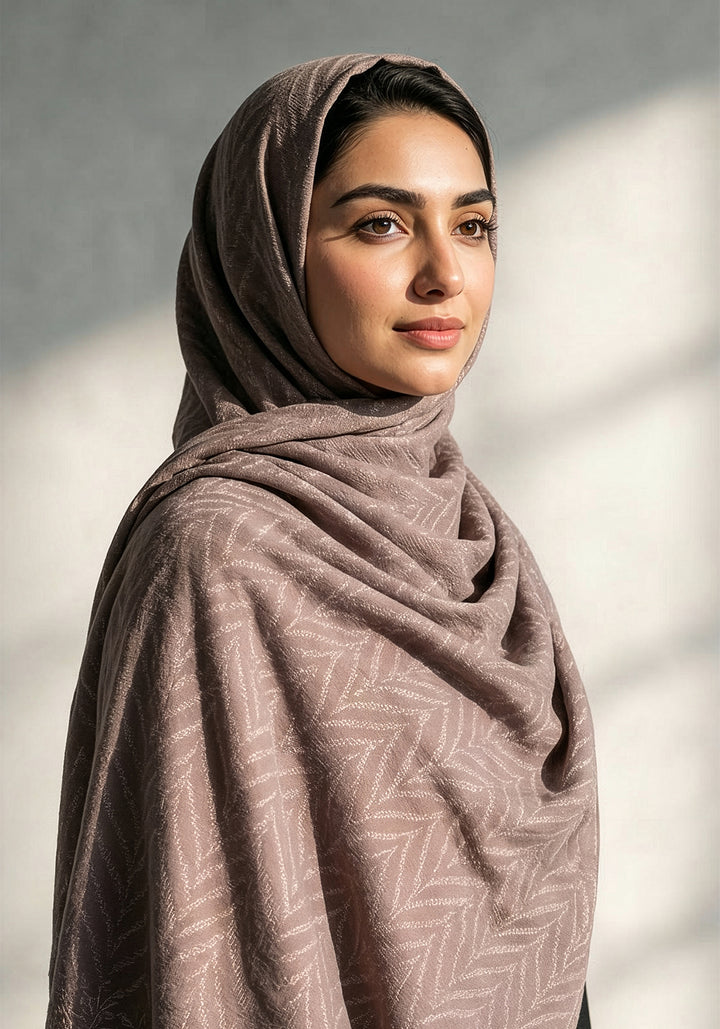 Palm Leaf Cashmere Hijab - Coffee
