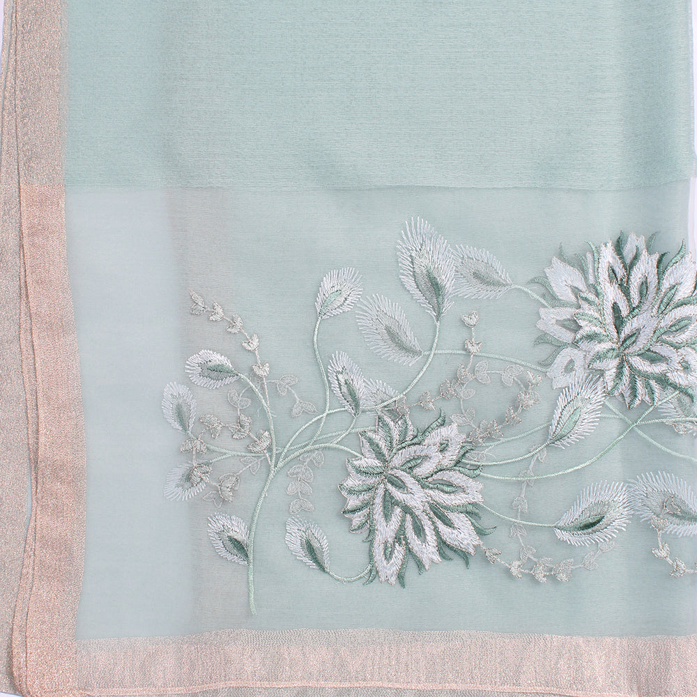 Organza Embroidery Aqua