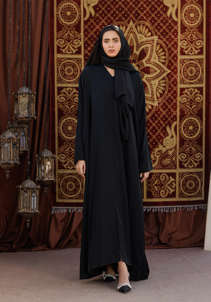 BLACK FRONT-OPEN ABAYA- Signature