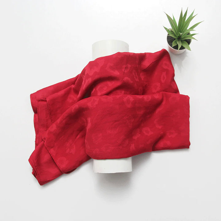 Umaiza Printed Hijab - Wine Red