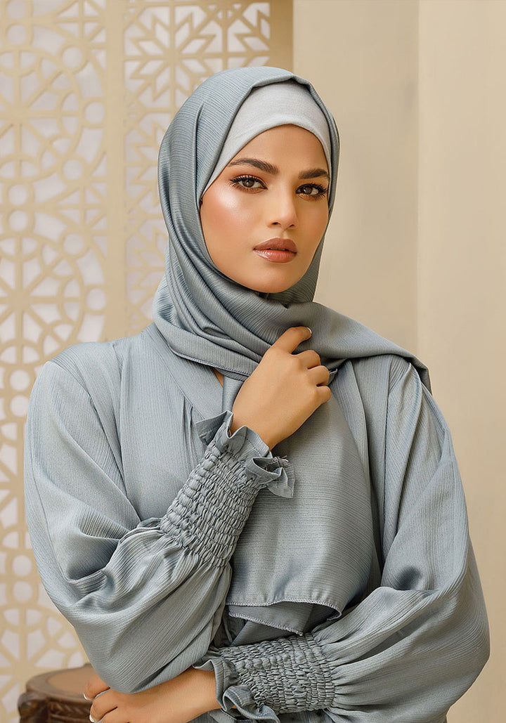 Smocked Sleeve Front-Open Abaya