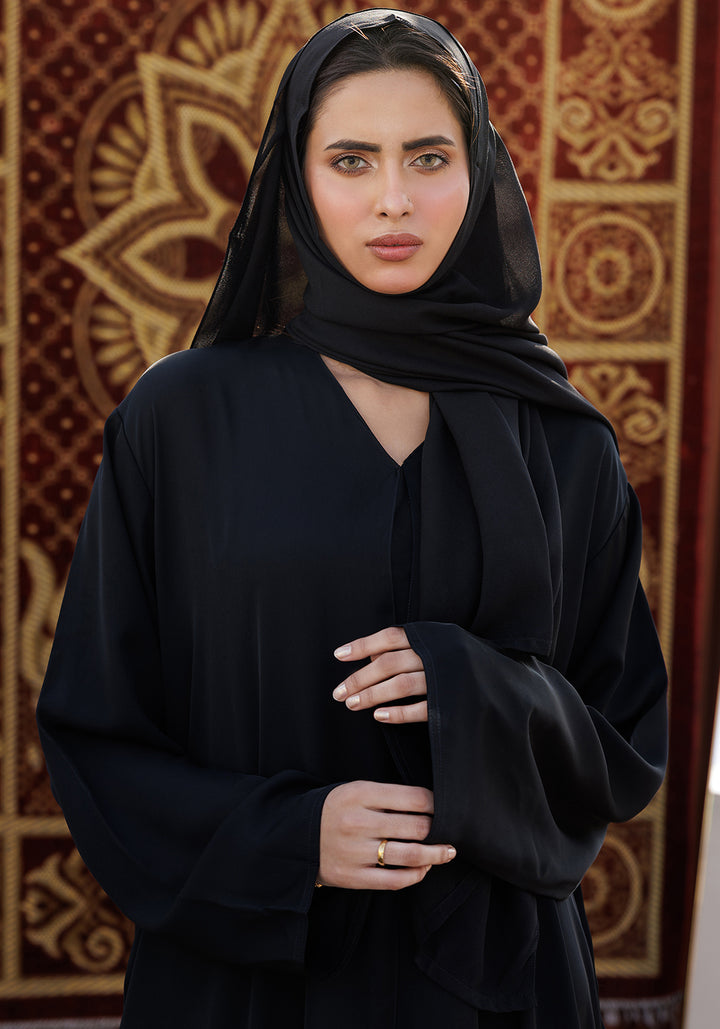 BLACK FRONT-OPEN ABAYA- Signature