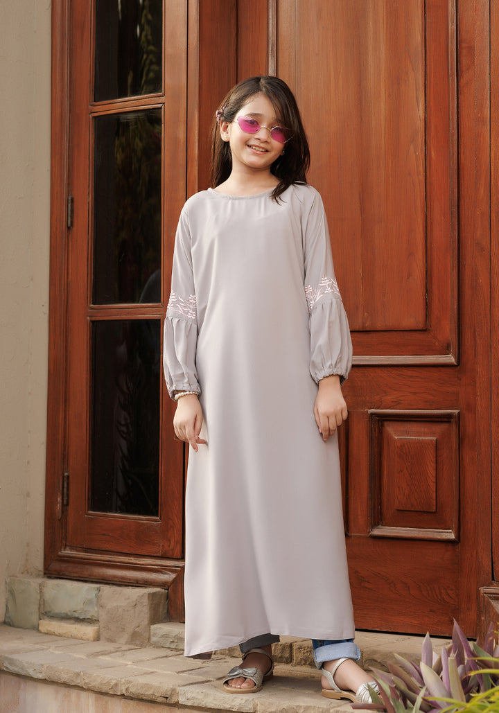 Silver Petal Kids Abaya