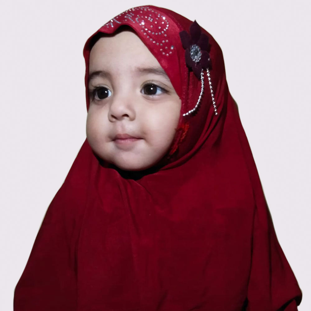 Little Kids Makhna Hijab Dark Maroon