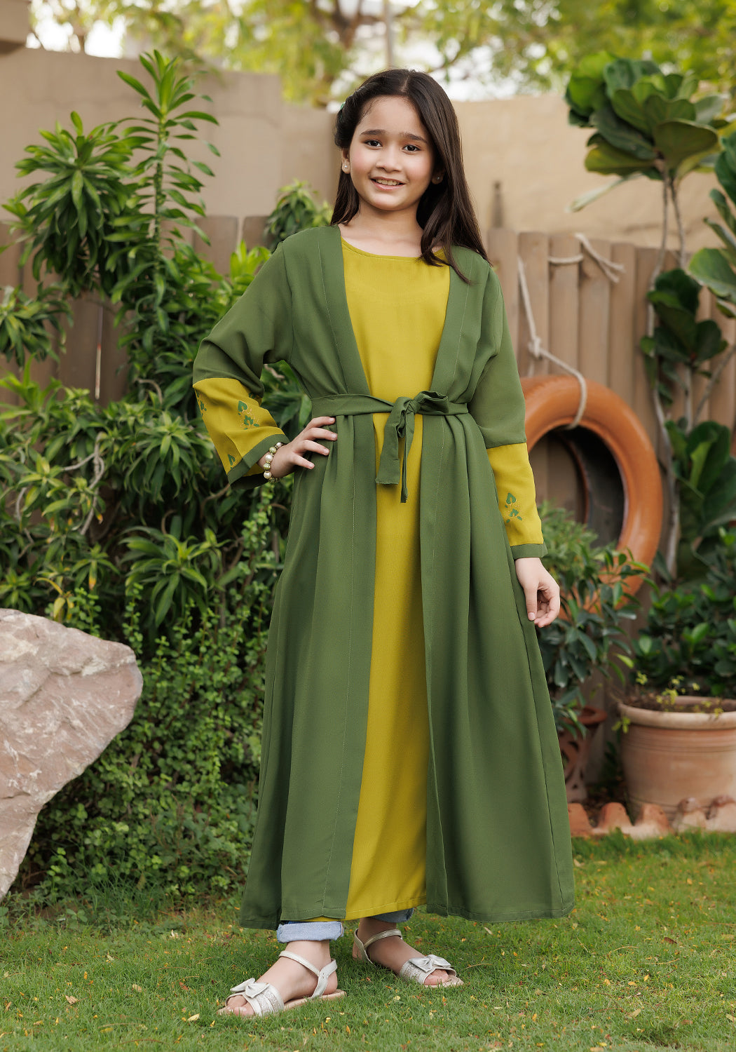 Golden Olive Kids Abaya