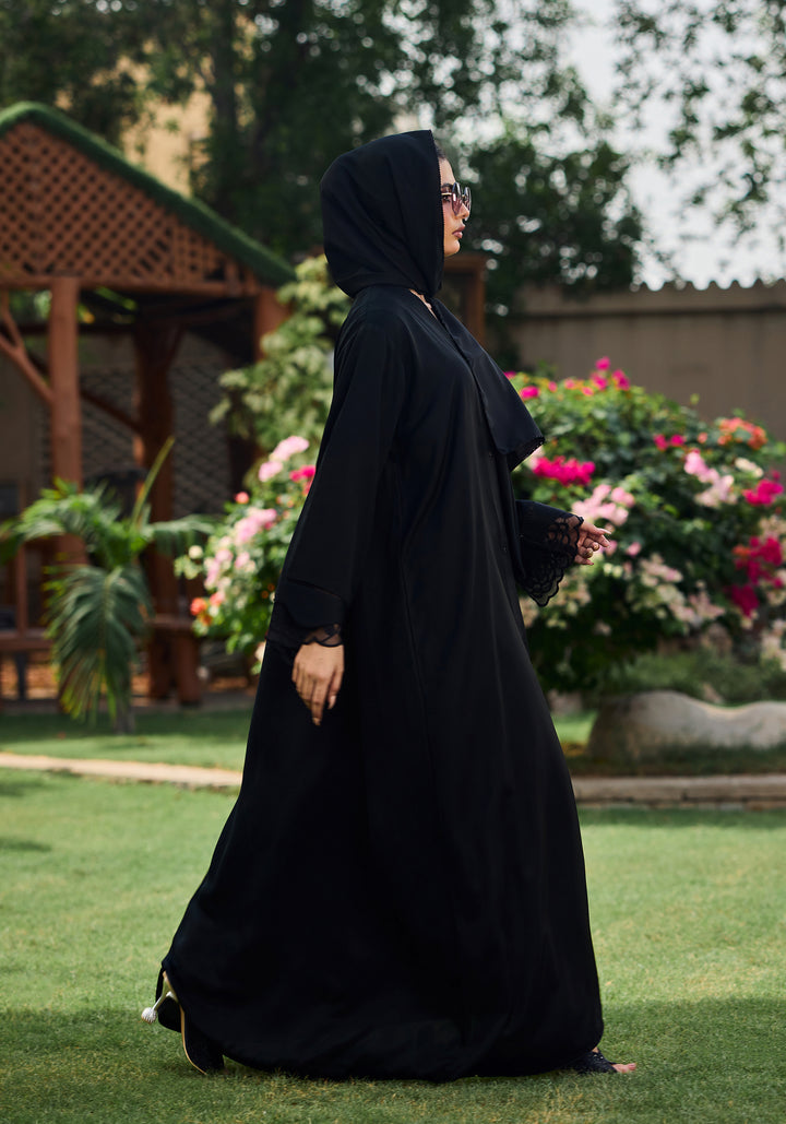 Black Net Sleeve Style Abaya