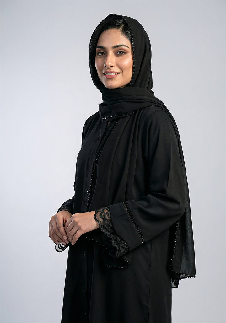 Black Net Sleeve Style Abaya