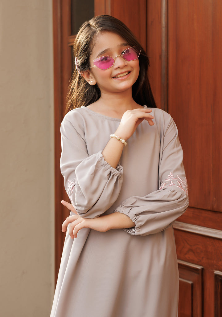 Silver Petal Kids Abaya