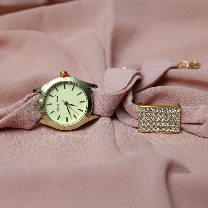 Hijab, Watch & Bracelet Matching Set -Beige