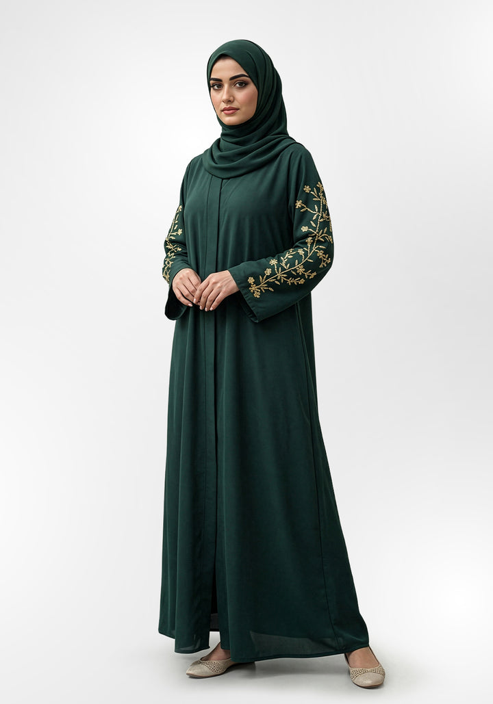 Bottle Green Handwork Abaya