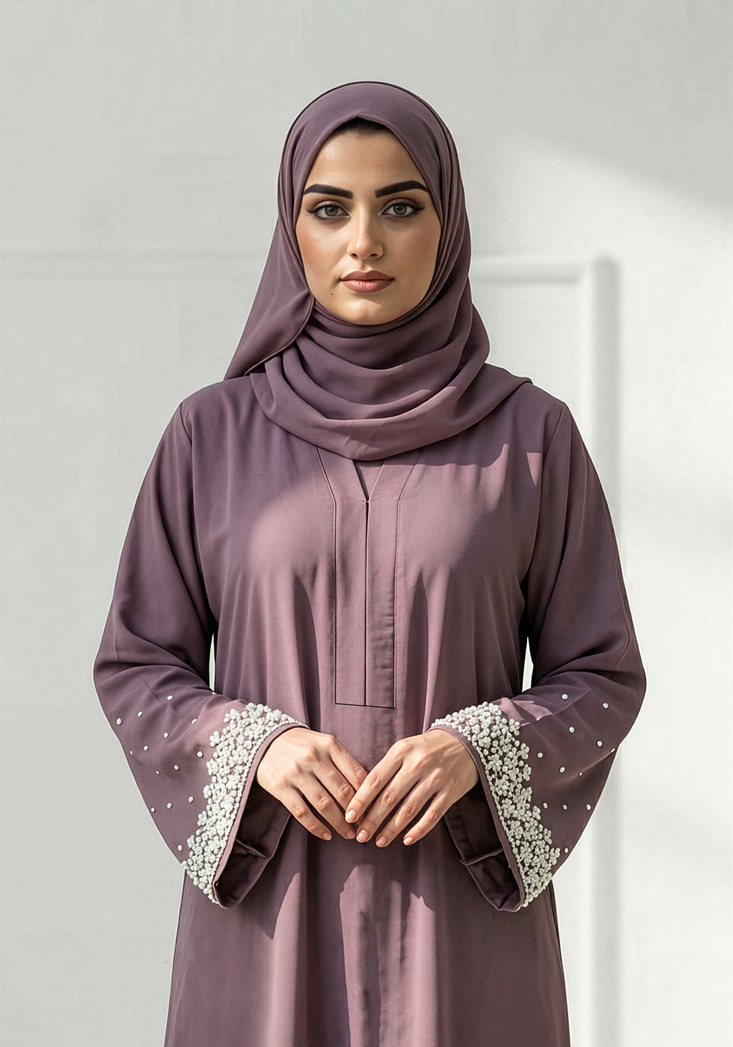 Mauve Handwork Abaya