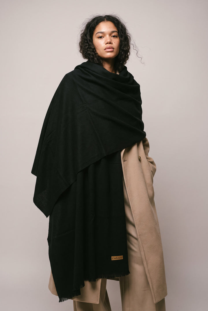 Woolen Cashmere Shawl-Black