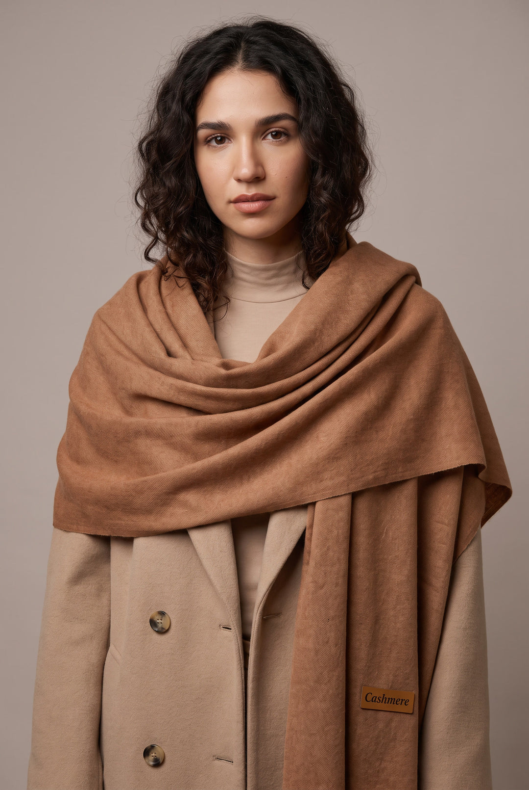 Woolen Cashmere Shawl-Camel