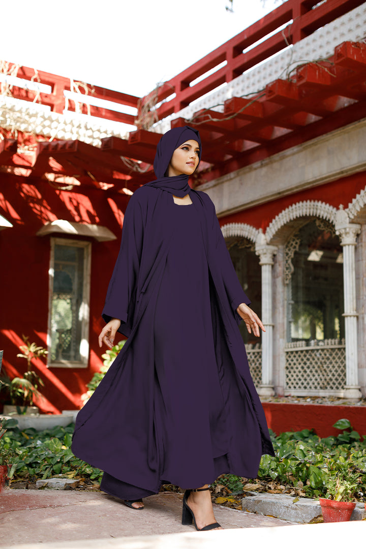 DOUBLE LAYERED PURPLE ABAYA