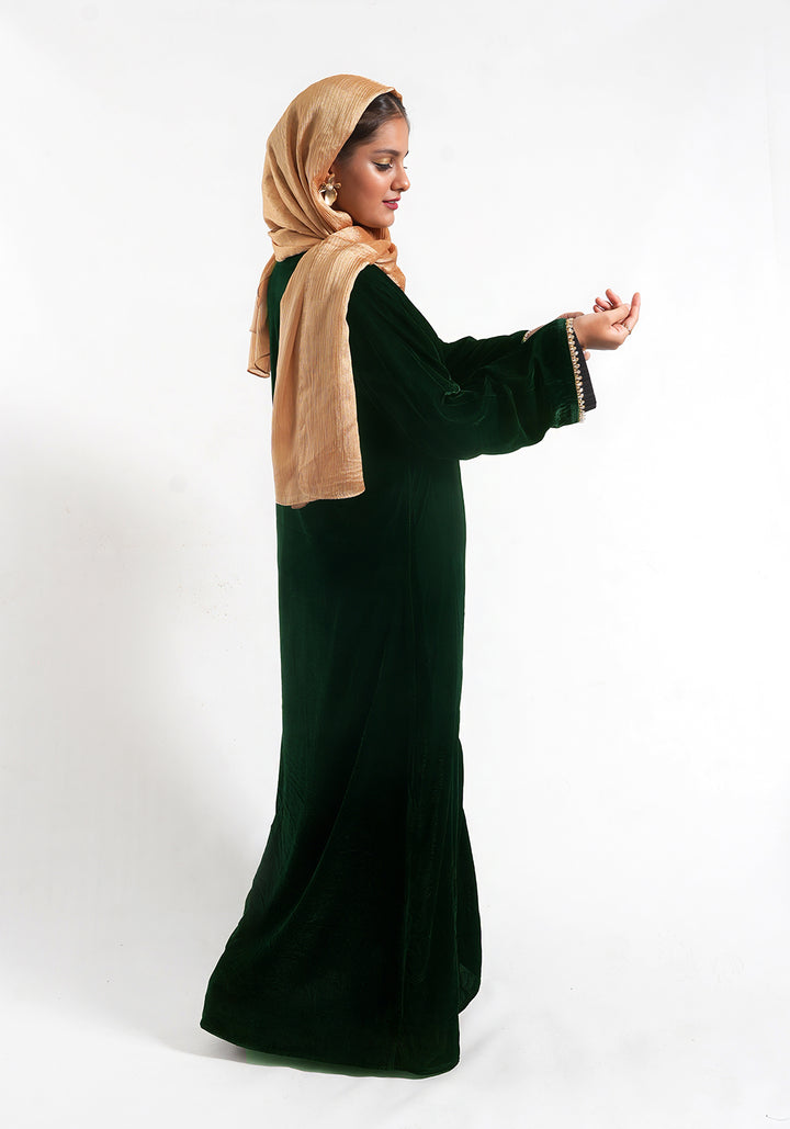 Velvet Abaya - Emerald Green
