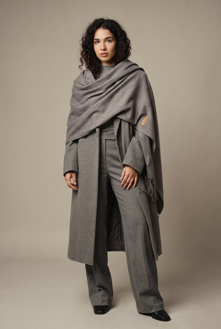 Woolen Cashmere Shawl-Grey