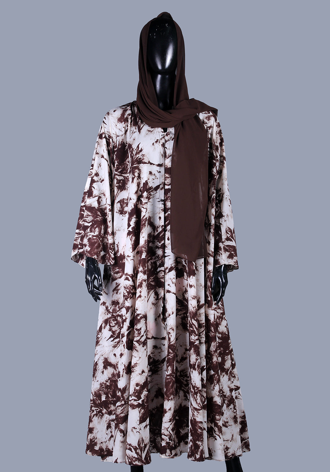 Brown Printed Abaya