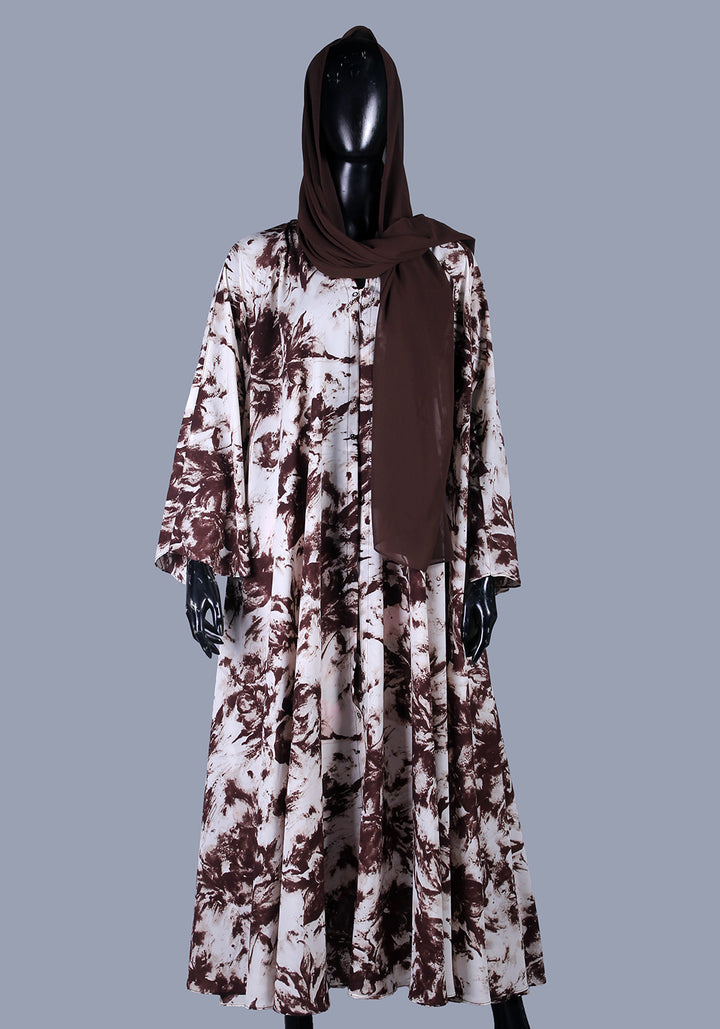 Brown Printed Abaya