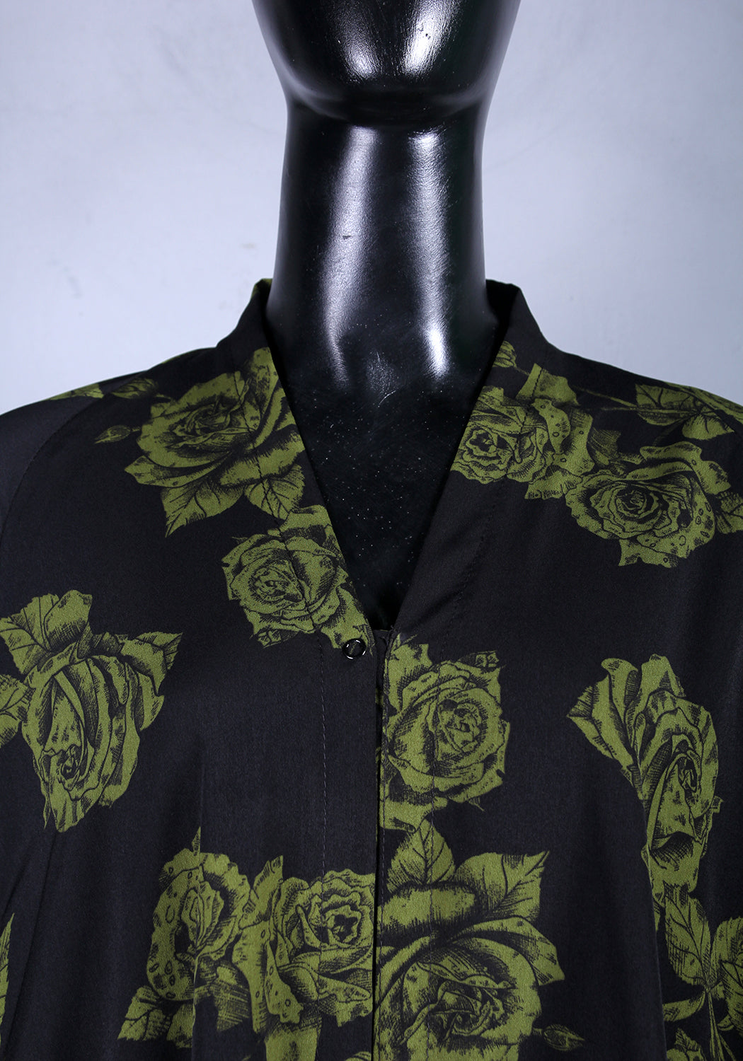 Black and Green Printed Abaya