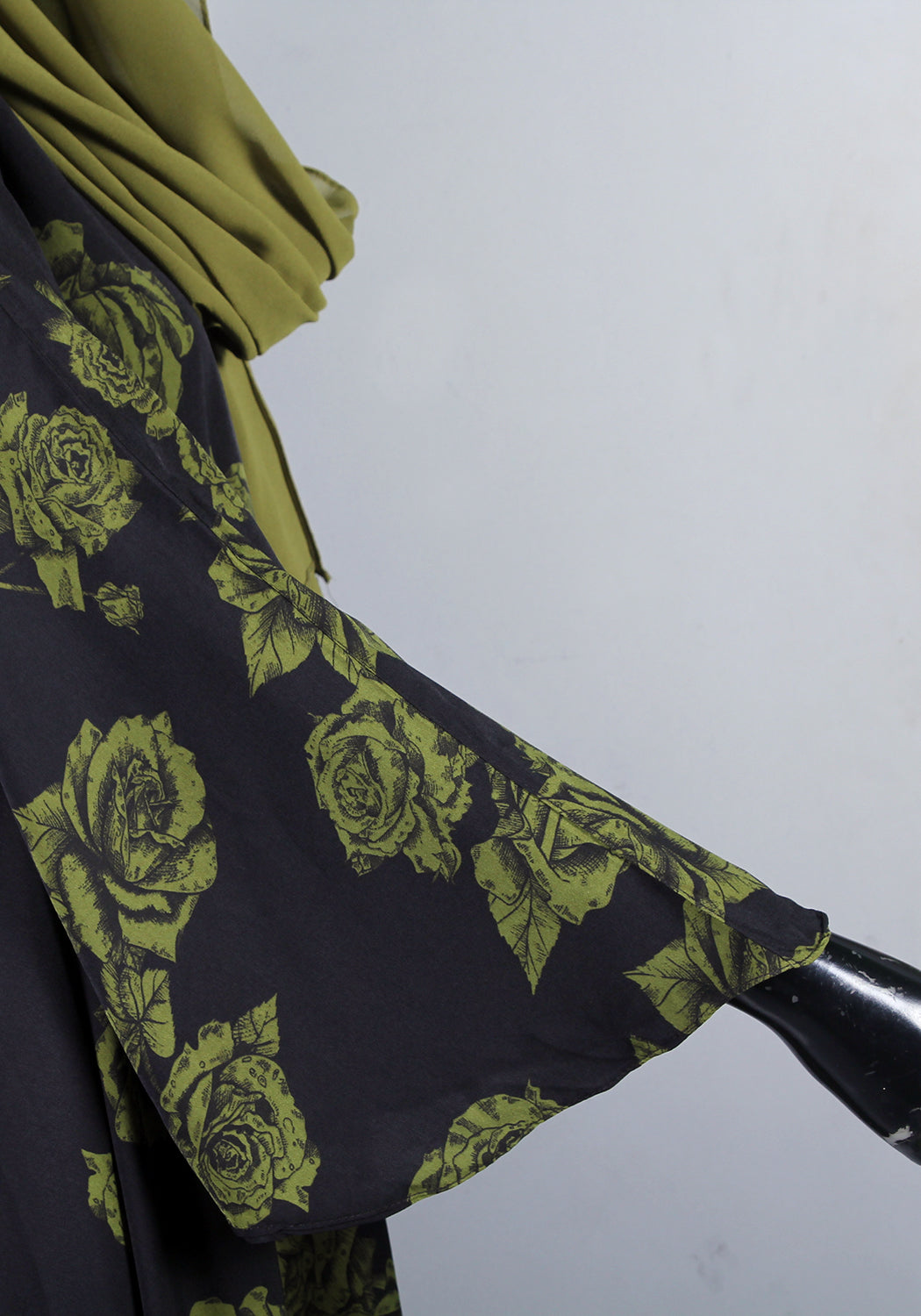 Black and Green Printed Abaya