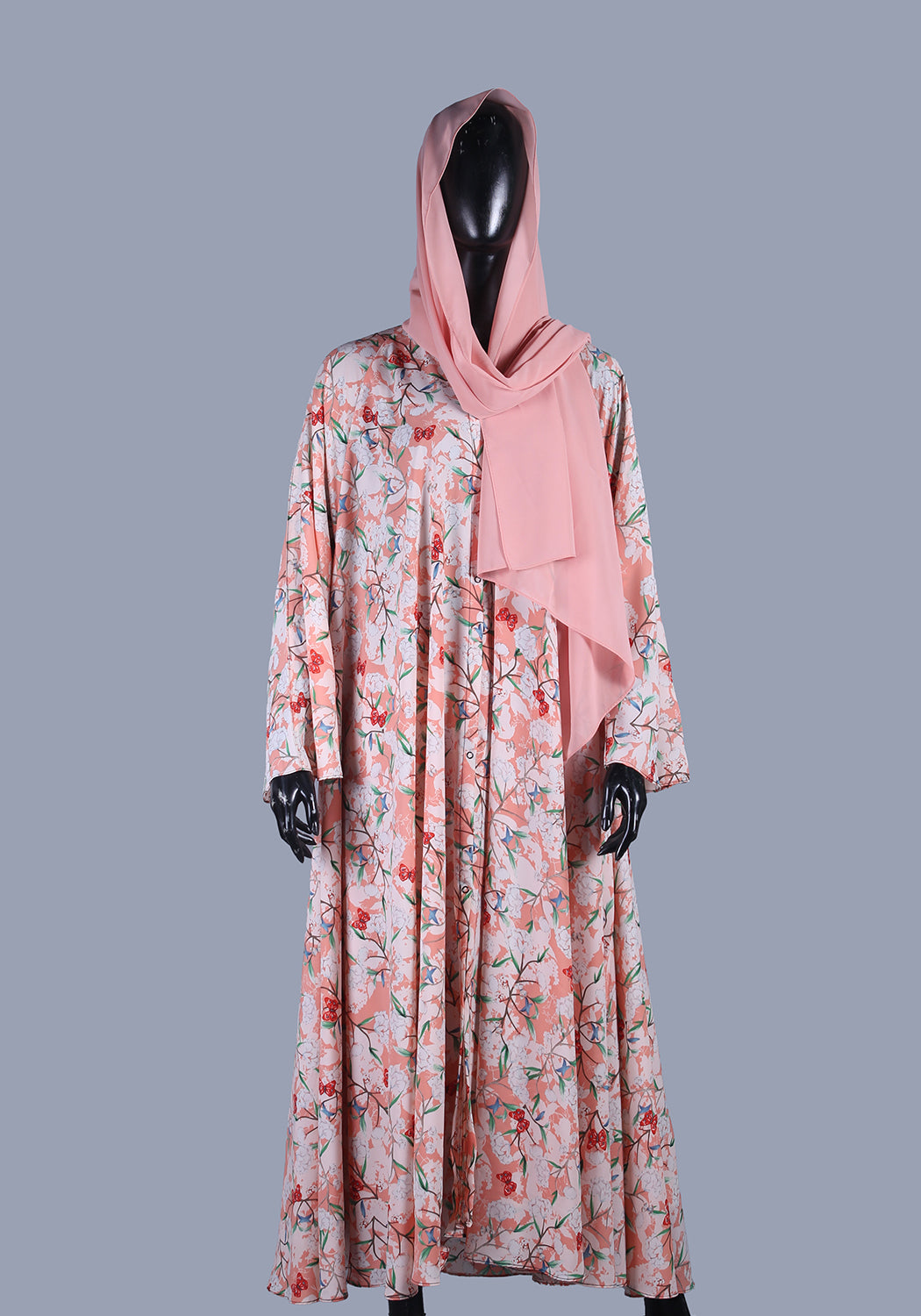 Peach Printed Abaya