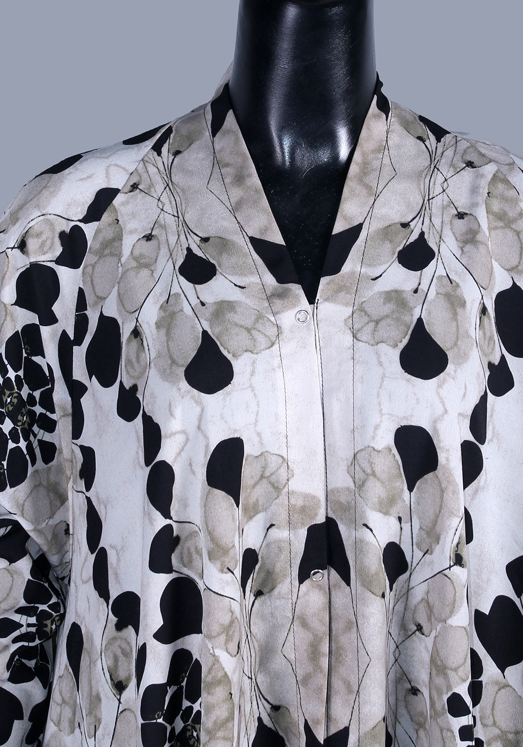 Black Grey Printed Abaya