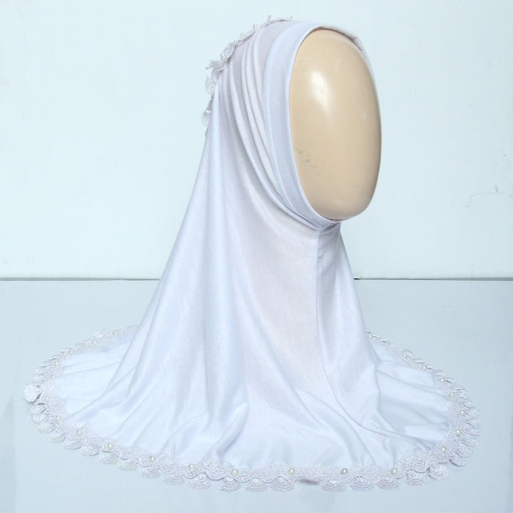 Kids Makhna Lace Hijab - White