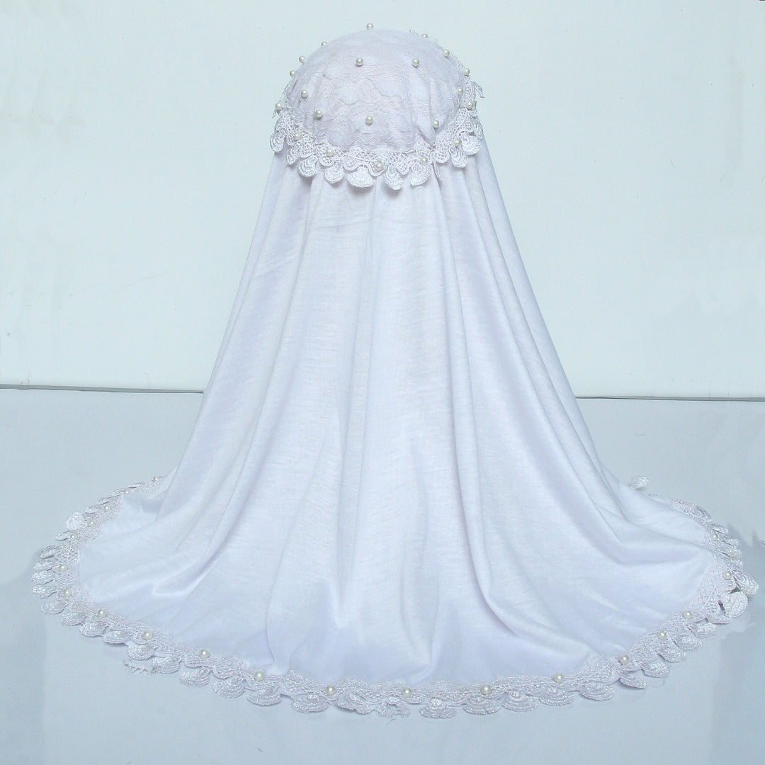 Kids Makhna Lace Hijab - White