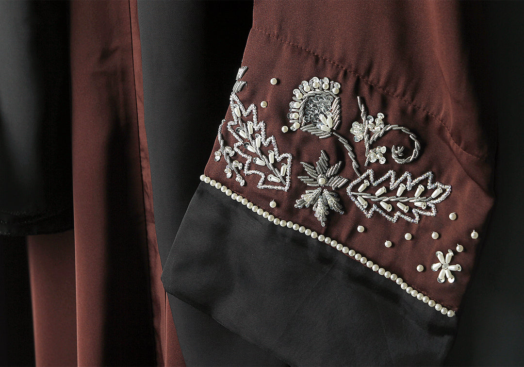 Chocolate Brown Kids Handwork Abaya