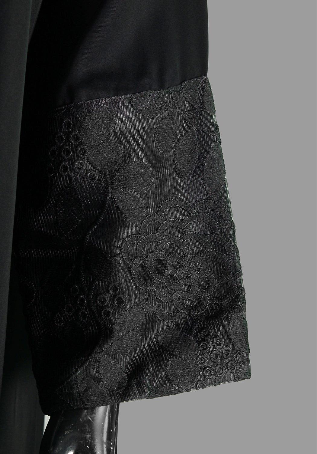 Black Front Close Embroidered  Abaya