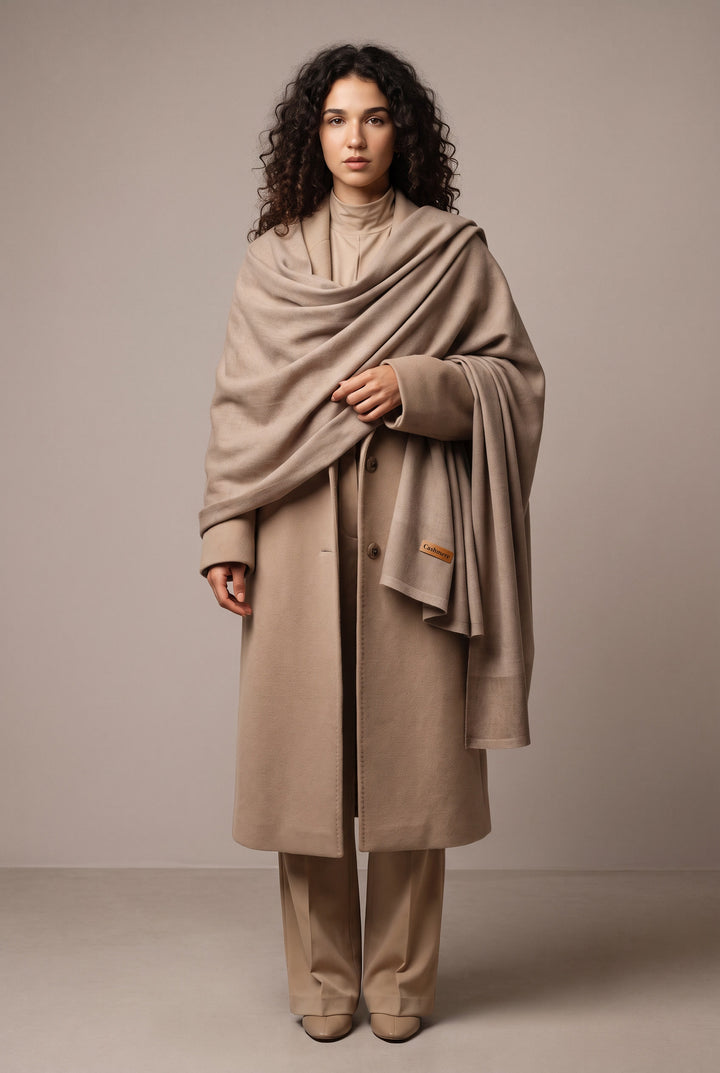 Woolen Cashmere Shawl-Khaki