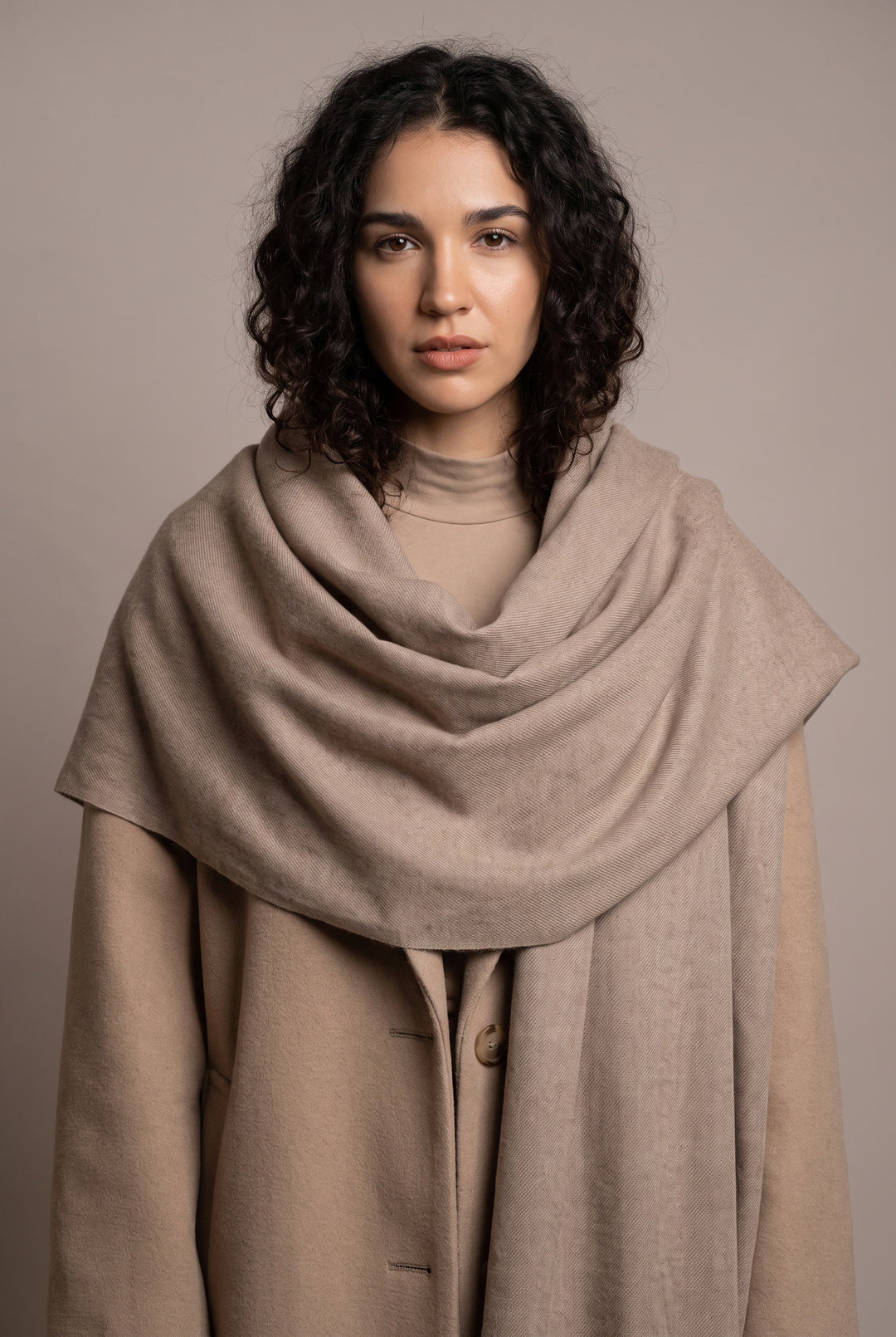 Woolen Cashmere Shawl-Khaki