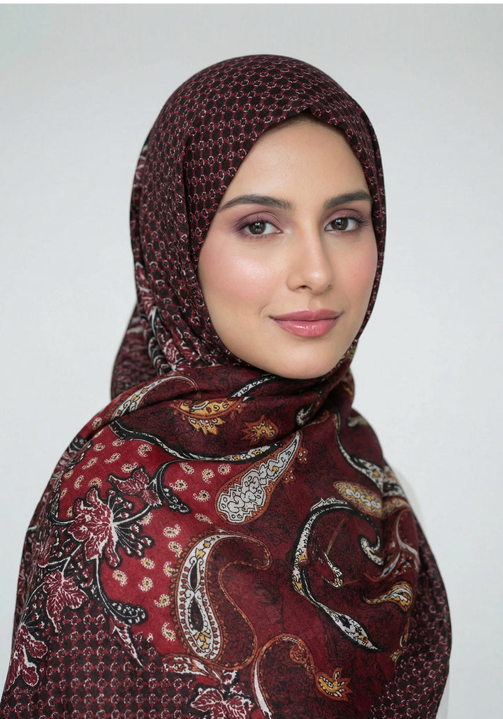 Manoush Lawn Hijab - burgundy