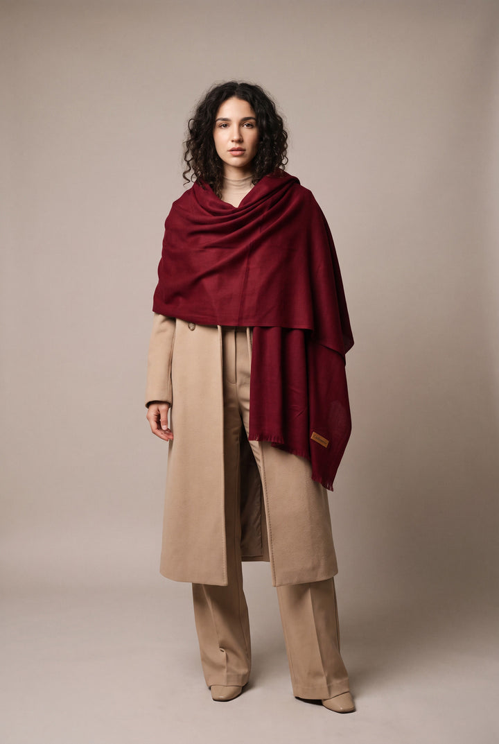 Woolen Cashmere Shawl -Red