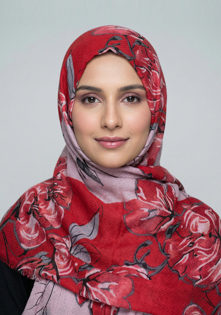 Vouges Red Hjab Khanifa Hijab - Red - Hijabi.pk
