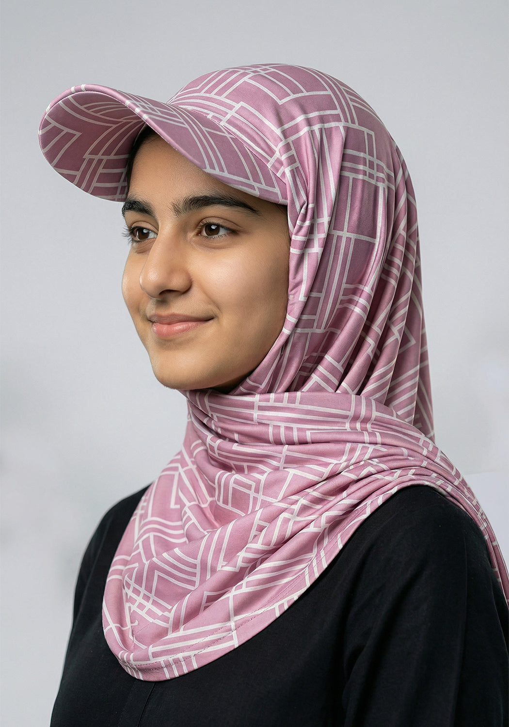Turkish Hat Hijab - Patterned - Pink